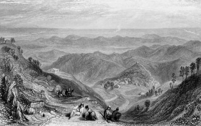 "Mussooree and the Dhoon, from Landour", 1838. av George Francis White