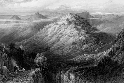 "The Abbey and Hills from near Mussoorie", 1838. av George Francis White