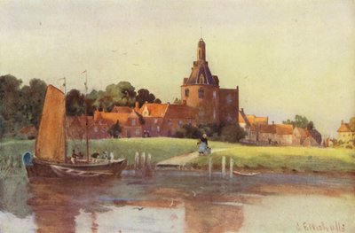 En utsikt i staden Enkhuizen av George Franck Nicholls