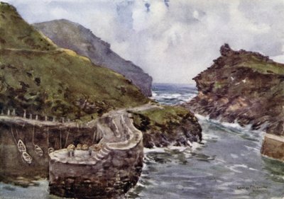 Boscastle (färg litho) av George Franck Nicholls