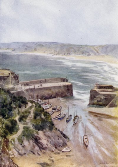 Newquay (färg litho) av George Franck Nicholls