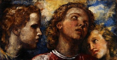 Skiss av tre huvuden (olja på duk) av George Frederic Watts