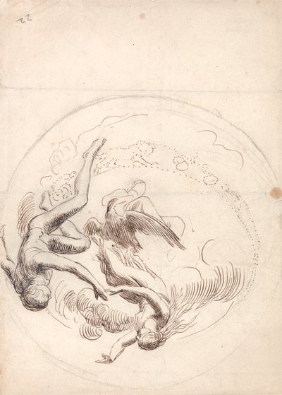Studera för en cirkulär takdekoration av George Frederic Watts