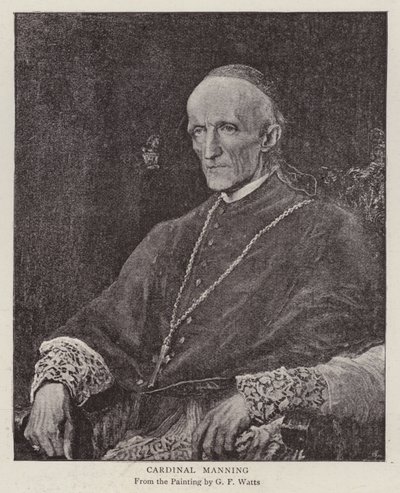 Henry Edward Manning, engelsk katolsk kardinal och ärkebiskop av Westminster (litho) av George Frederick (after) Watts