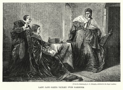 Lady Jane Greys seger över Gardiner (gravyr) av George Frederick Folingsby