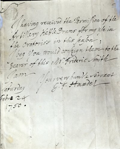 Brev från George Frederick Händel daterat den 24 februari 1750 av George Frederick Handel