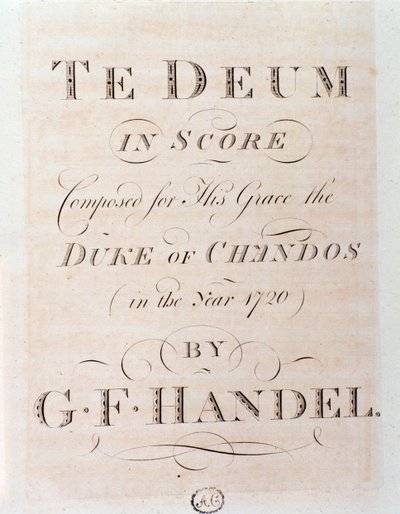 Titelsida för partitur av Te deum av GF Handel av George Frederick Handel