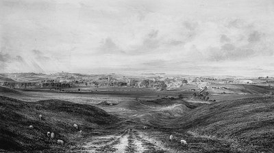 En omfattande utsikt över Winchester (akvarell och penna på papper) av George Frederick Prosser