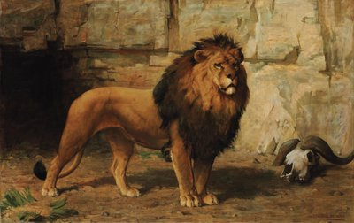 Ett lejon som vaktar sin håla av George Goodwin Jnr Kilburne
