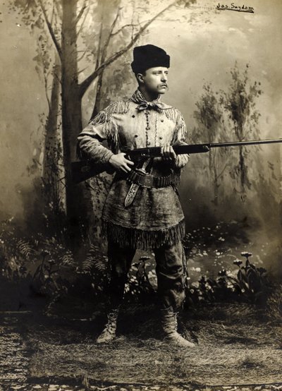 Theodore Roosevelt i buckskin, Dakota Teritory c.1885 (s/v foto) av George Grantham - Bain News Service Bain