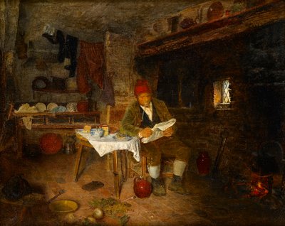 A Rustic Home: Reading the News, 1855 av George Hardy