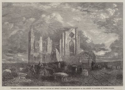 Whitby Abbey, från Churchyard, i utställningen av Society of Painters in Water Colors av George Haydock Dodgson