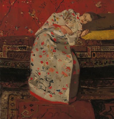 Nederländska: Meisje in witte kimono Flicka i vit kimono av George Hendrik Breitner