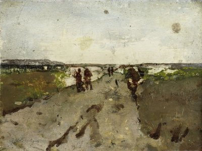 Landskap nära Waalsdorp, med soldater på manöver av George Hendrik Breitner