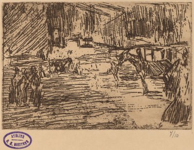 Scen med hästar som står i ström av George Hendrik Breitner
