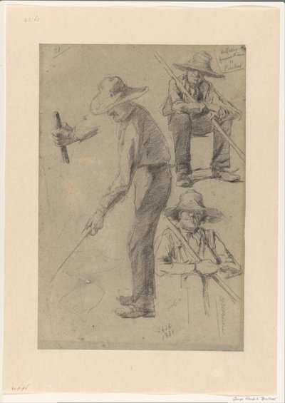 Skissblad med studier av en trädgårdsmästare av George Hendrik Breitner