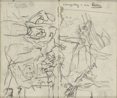 Studieblad med figurer och en ko av George Hendrik Breitner