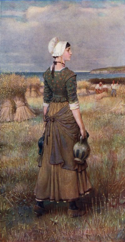 Evangeline (färg litho) av George Henry (after) Boughton