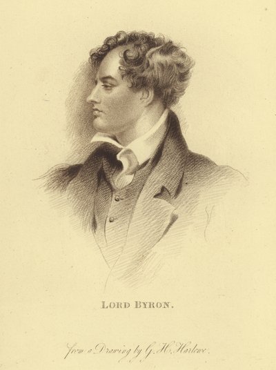 Porträtt av Lord Byron (gravyr) av George Henry (after) Harlow
