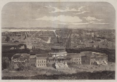 Fågelvy över staden Washington, med Capitolium i förgrunden av George Henry Andrews