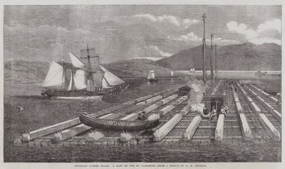 Canadian Lumber Trade, en flotte på St Lawrence av George Henry Andrews