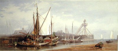 Dutch Fishing Harbor (akvarell på papper) av George Henry Andrews