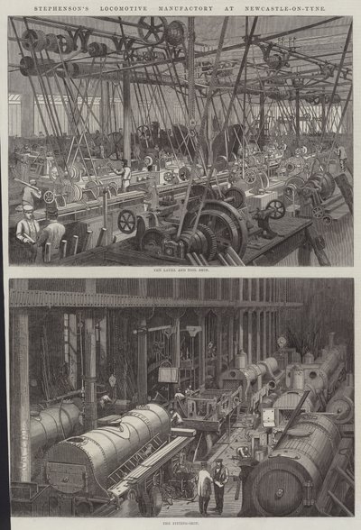 Stephensons lokomotivfabrik i Newcastle-on-Tyne av George Henry Andrews