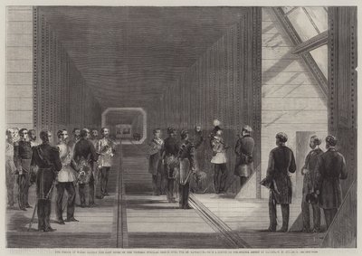 Prinsen av Wales stänger den sista niten på Victoria Tubular Bridge över St Lawrence. av George Henry Andrews