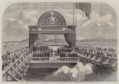 Prinsen av Wales lägger den sista stenen av Victoriabron över St Lawrence av George Henry Andrews