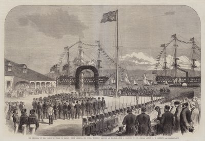 Prinsen av Wales framsteg i brittiska Nordamerika, hans kungliga höghet landar i Halifax av George Henry Andrews