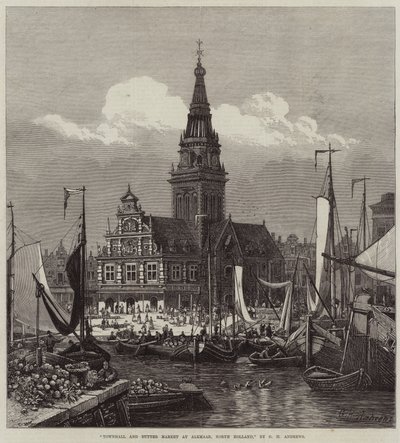 Rådhus och smörmarknad i Alkmaar, norra Holland av George Henry Andrews