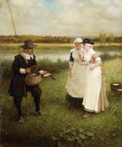 Isaac Walton and the Milkmaids, 1888 av George Henry Boughton