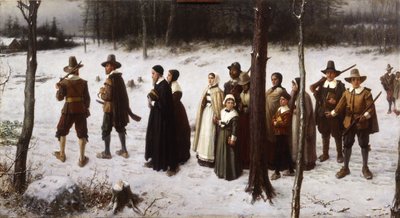 Pilgrimer som går till kyrkan, 1867 av George Henry Boughton