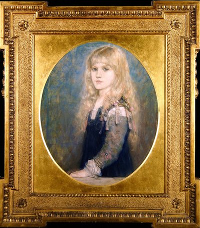 Porträtt av Esme Robb (färgade kritor på papper) (se även 350757) av George Henry Boughton