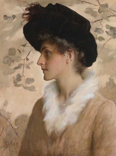 Porträtt av en dam, 1888 (wc med kroppsfärg på papper) av George Henry Boughton