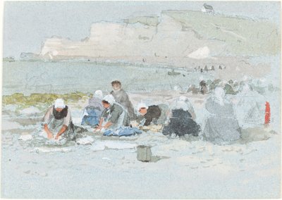 Tvättkvinnor på stranden vid Etretat av George Henry Boughton