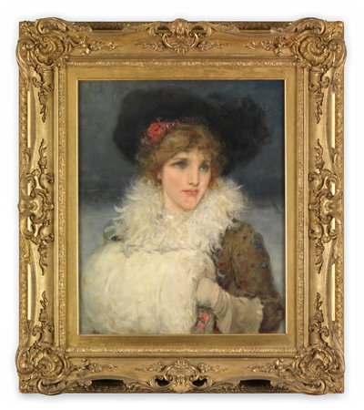 Kvinna, halvlång (Olja på duk) av George Henry Boughton