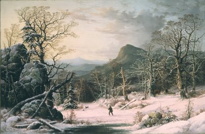 Jägare i vinterträ av George Henry Durrie