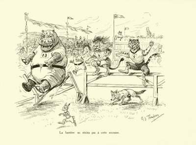 Barriären stod inte emot chocken (litografi) av George Henry Thompson
