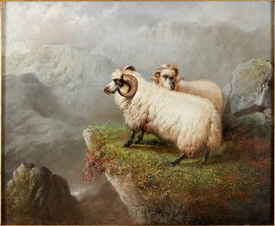 Får på en klippkant, ca 1865-68 av George Hepper
