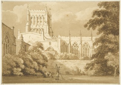 South View of Bristol Cathedral (penna och akvarell på papper) av George Holmes