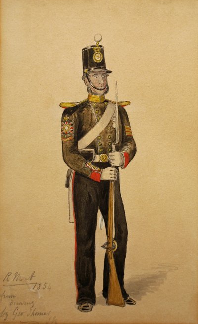 Färgsergeant för Royal Marine Artillery, 1854 (wc på papper) av George Housman Thomas