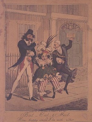 Fladdermus, katt och matta, eller hur lycklig skulle jag kunna vara med någondera - satirisk gravyrpub. av G.Humphrey av George Humphrey