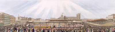 Utsikt över kröningsprocessen av kung George IV från Westminster Hall till Abbey, 19 juli 1821 (akvatint) av George Humphrey