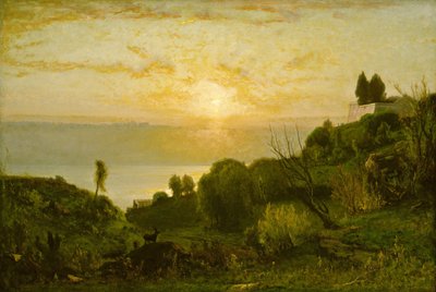 Albanosjön, solnedgång, ca. 1874. av George Inness