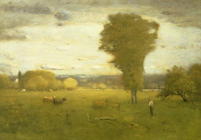 Solbelyst betesmark av George Inness