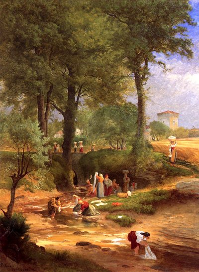 Tvättdagen nära Perugia, Italien, 1873 av George Inness