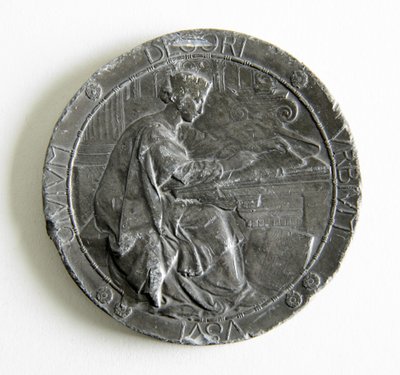 Royal Institute of British Architects medalj tilldelad för uppsatsen och mätt ritning, 1907 av George James Frampton