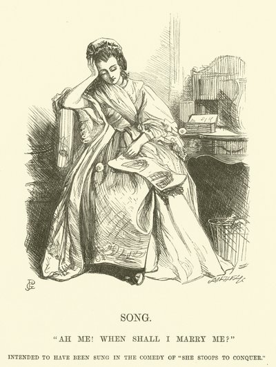 Illustration för Ah Me! När ska jag gifta mig med mig? (gravyr) av George John Pinwell