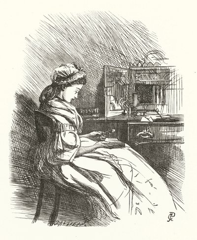 Illustration för Strofer om kvinna (gravyr) av George John Pinwell